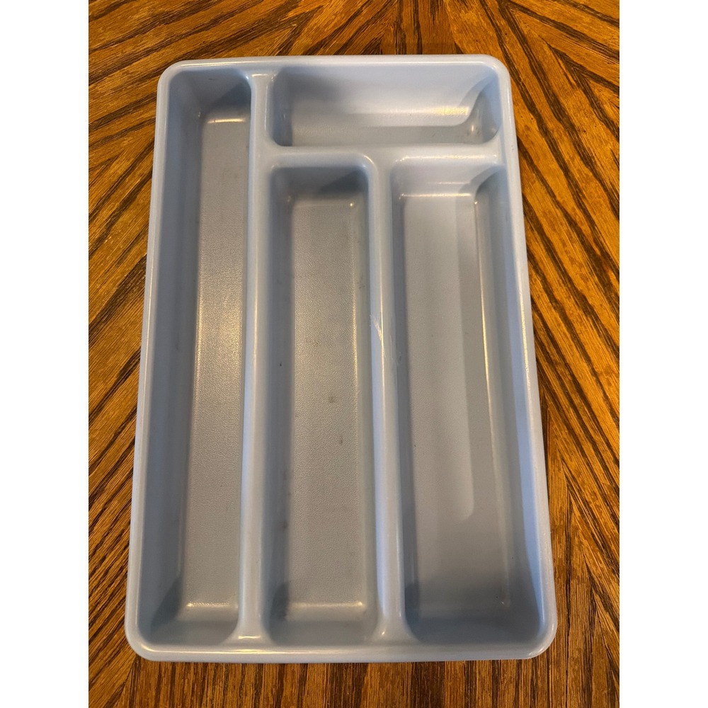 Vintage Rubbermaid Cutlery Tray Light Blue 4 Compartment Silverware Organizer